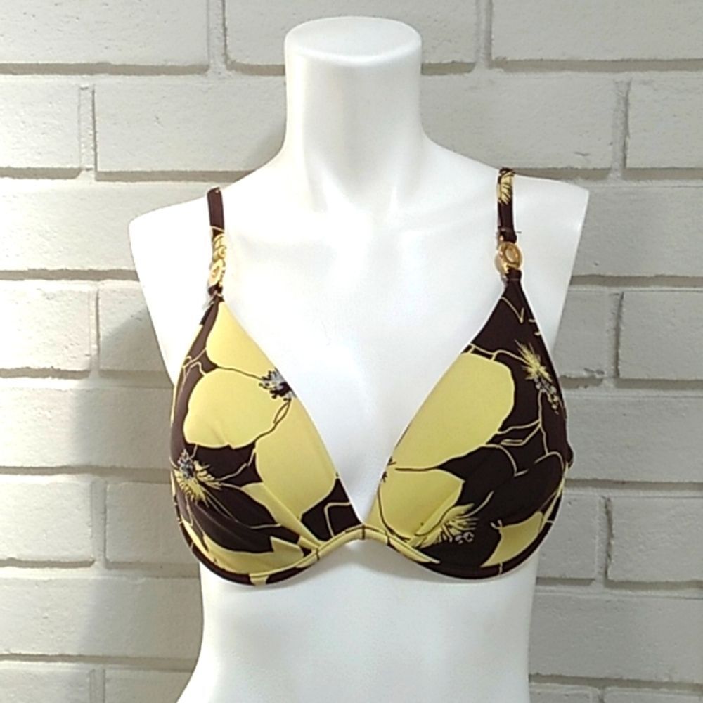 Tara Grinna Tropical Underwire Padded Molded Cup Bikini Top. Size 36 D/DD